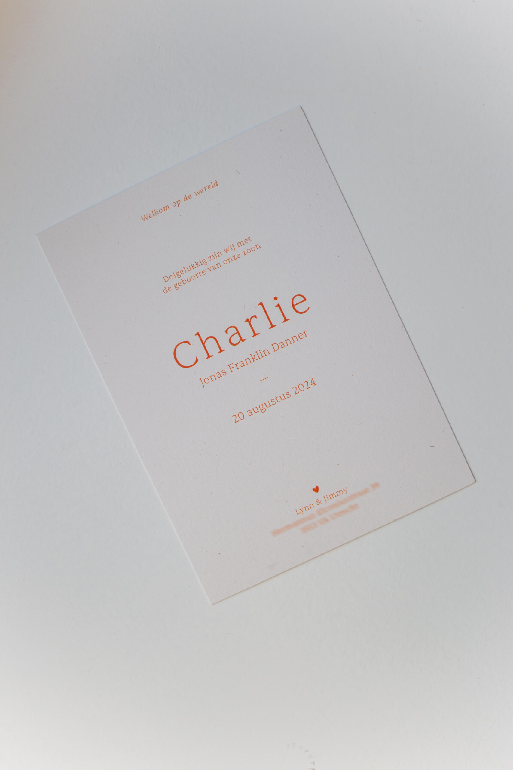Geboortekaartje Charlie © Carlijn Stortelder