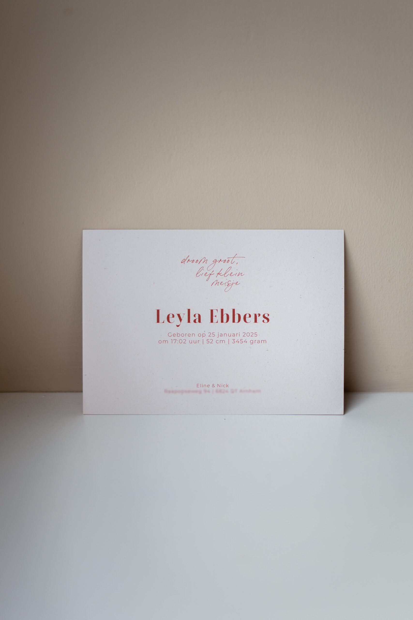 Geboortekaartje Leyla © Carlijn Stortelder